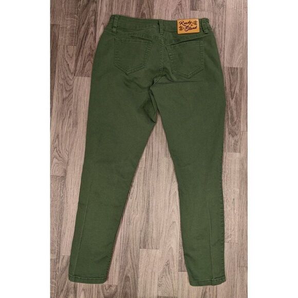 Destination Disney Juniors Size 5 Pockets Scalloped Pattern Green Denim Jeans - Picture 2 of 12